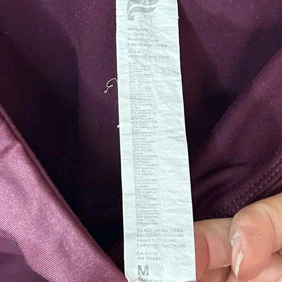 2/$30 Powerhold by Fabletics Medium Burgundy Leggings Yoga Athletic Athleisure - Picture 6 of 9